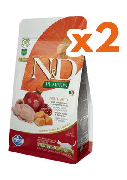 Nd Tahılsız Bıldırcın Nar Kısırlaştırılmış Kedi Maması 1,5 kg x 2 Adet