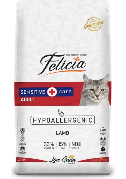 Düşük Tahıllı Yetişkin Kuzu Etli Kedi Maması 12 kg