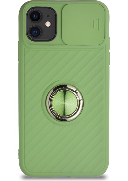 Guesche Apple iPhone 11 Kapak Kamera Korumalı Yüzüklü Pastel Silikon Kılıf - Açık Yeşil fiyatları