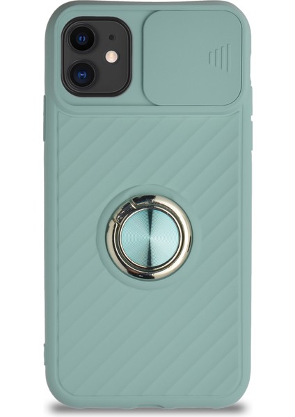 Guesche Apple iPhone 11 Kapak Kamera Korumalı Yüzüklü Pastel Silikon Kılıf - Turkuaz fiyatları