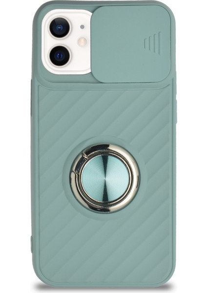 Guesche Apple iPhone 12 Mini Kapak Kamera Korumalı Yüzüklü Pastel Silikon Kılıf - Turkuaz fiyatları