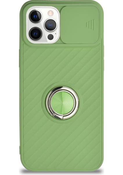 Guesche Apple iPhone 12 Pro Kapak Kamera Korumalı Yüzüklü Pastel Silikon Kılıf - Açık Yeşil fiyatları