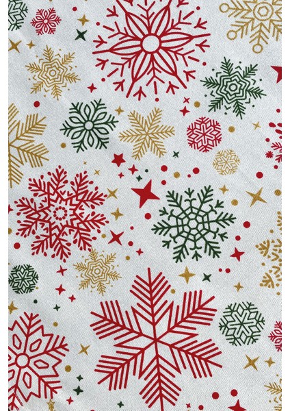 Snowy Red Kar Tanesi Desenli Runner Kırmızı - Gold 40 x 150 cm