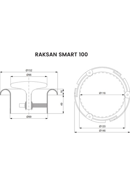 Raksan Smart Gemici Anemostad Menfez 100 mm Plastik