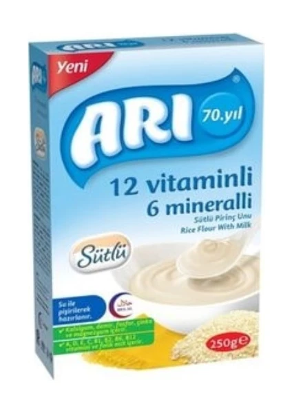 Arı Mama Arı mama 12 Vitaminli 6 Mineralli Sütlü Pirinçli 250GR x 12'li