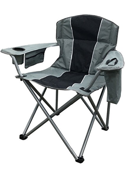 Kamp Sandalyesi Buz Çantalı Siyah Gri