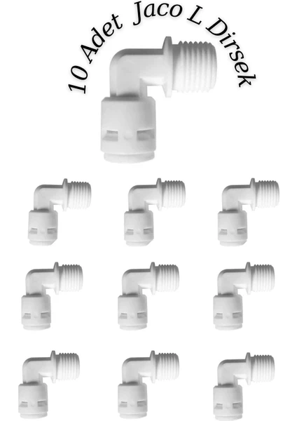 10 Adet Su Arıtma Filtre Bağlantı L Dirsek 1/4 - 6 mm (Jaco - Vidalı Bağlantı)