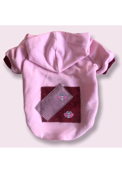 Pink Burgundy Bee Kapşonlu Sweatshirt Kedi Kıyafeti fırsatları