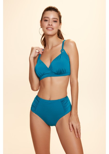 Bardot Yüksek Bel Bikini Tek Alt Petrol 229204