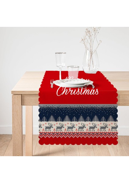 Kanaviçe Desende Christmas Teması Dijital Baskılı Modern Runner fiyatları