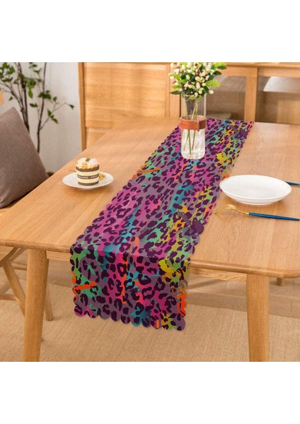 Renkli Leopar Desenli Dijital Baskılı Modern Runner