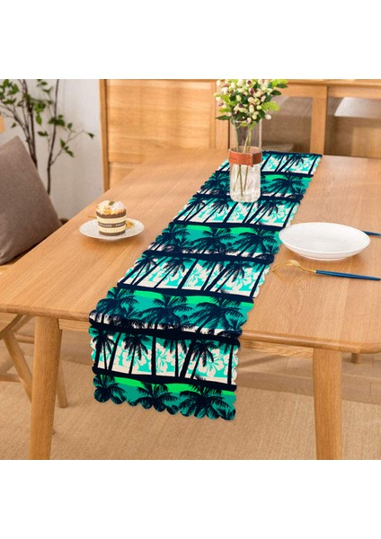 Palmiye Desenli Dijital Baskılı Modern Runner
