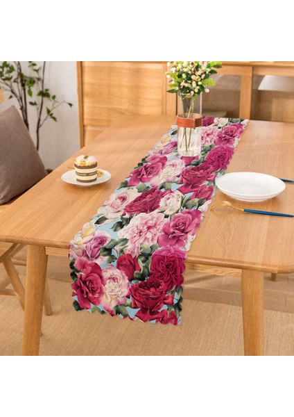 Pembe Güller Dijital Baskılı Modern Runner