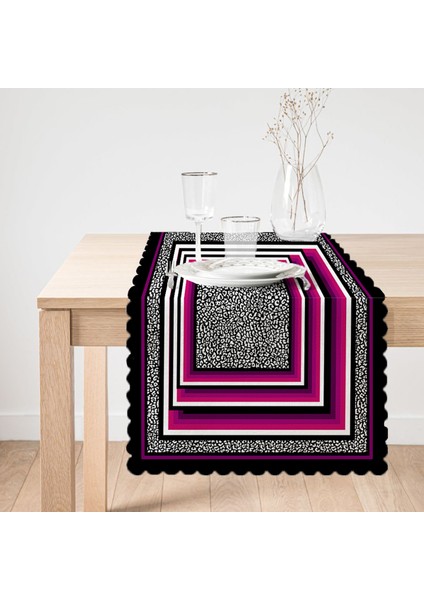 Leopar Zemin Üzerinde Geometrik Motifli Özel Tasarım Dijital Baskılı Modern Runner fiyatları