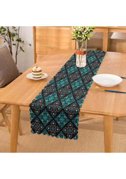 Modern Çini Tasarımlı Dijital Baskılı Runner