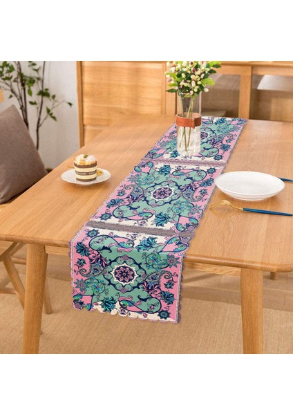 Modern Çini Özel Tasarım Dijital Baskılı Runner