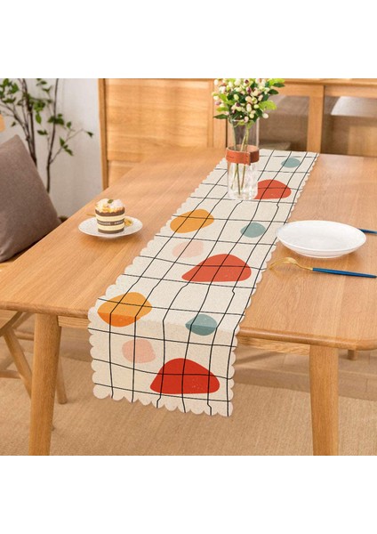 Beyaz Zemin Üzerinde Geometrik Desenli Dijital Baskılı Modern Runner