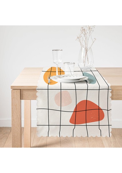 Beyaz Zemin Üzerinde Geometrik Desenli Dijital Baskılı Modern Runner fiyatları