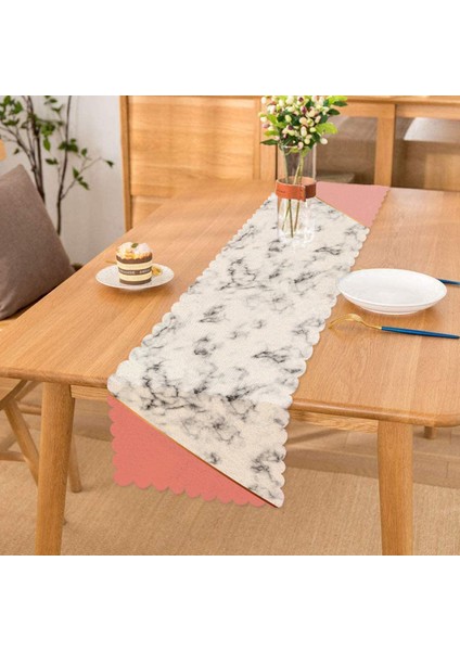 Renkli Geometrik Desenli Mermer Motifli Dijital Baskılı Modern Runner