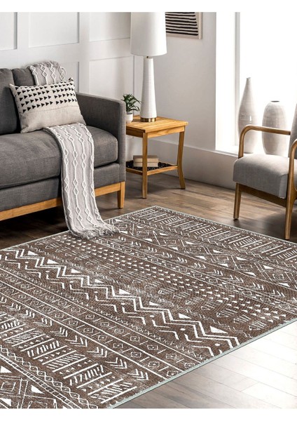 Iskandinav Kilim Desenli Halı, Dokuma Taban Dekoratif Şönil Halı