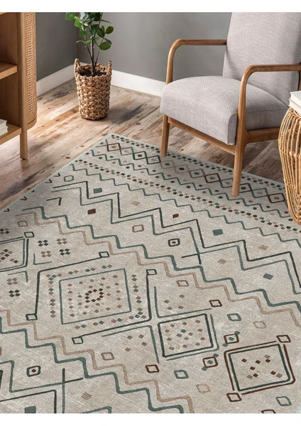 Iskandinav Kilim Desenli Halı, Dokuma Taban Dekoratif Şönil Halı