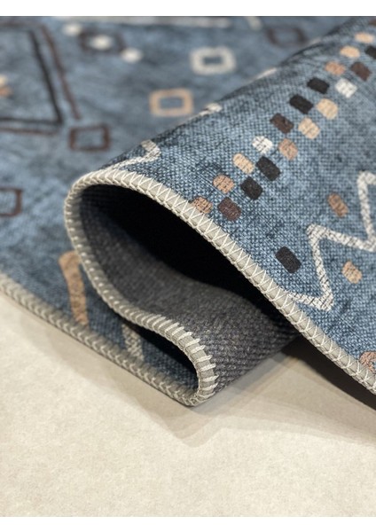 Iskandinav Kilim Desenli Halı, Dokuma Taban Dekoratif Şönil Halı