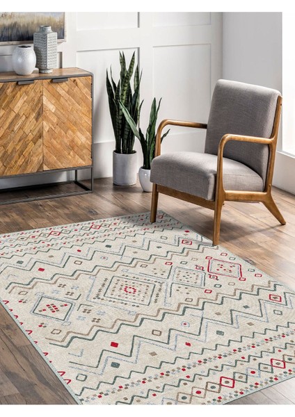 Iskandinav Kilim Desenli Halı, Dokuma Taban Dekoratif Şönil Halı