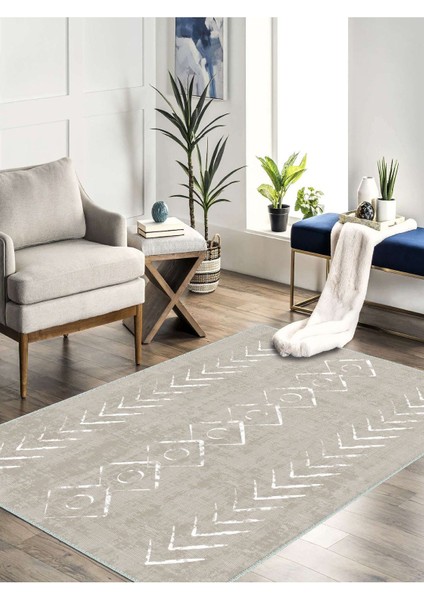 Iskandinav Kilim Desenli Halı, Dokuma Taban Dekoratif Şönil Halı