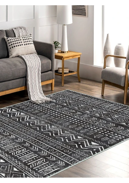 Iskandinav Kilim Desenli Halı, Dokuma Taban Dekoratif Şönil Halı