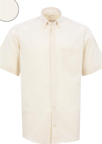 Erkek Taba Kısa Kol Klasik Kesim Yaka Düğmeli Pamuk Saten Gömlek fiyatları