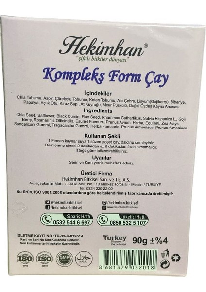 Bitkisel Komplex Form Çayı 45*2 gr