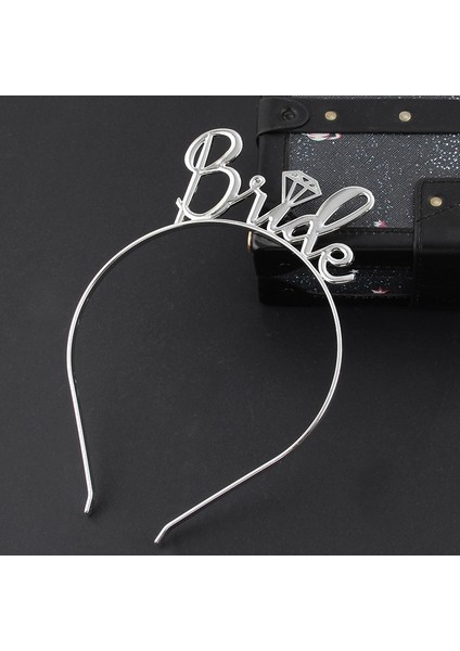 Gümüş Renk Bride Yazılı Metal Gelin Tacı Bride Taç