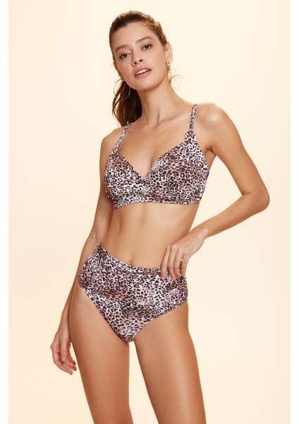 Bardot Yüksek Bel Bikini Tek Alt Leopar Desenli 229204