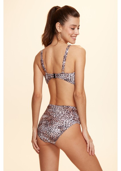 Bardot Yüksek Bel Bikini Tek Alt Leopar Desenli 229204