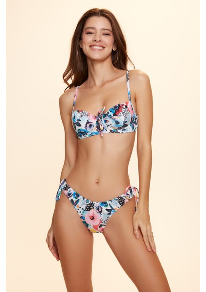 Pampas Brazilian Bağcıklı Bikini Tek Alt Çiçek Desenli 229202