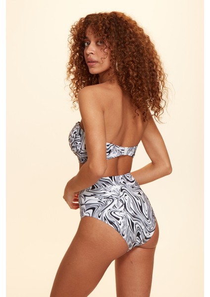 Dennis Soft Straplez Bikini Tek Üst Ebruli Desenli 229108