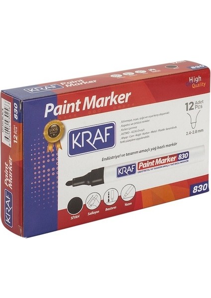 830 Paint Markör Kalem Siyah 12'li