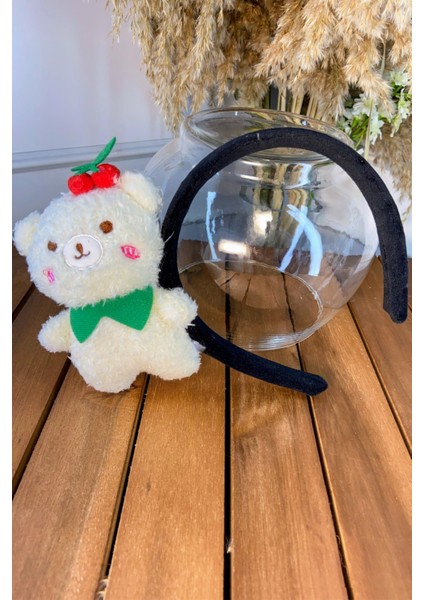 Kıvırcık Peluş Ayıcık Figürlü Taç Siyah SBT423