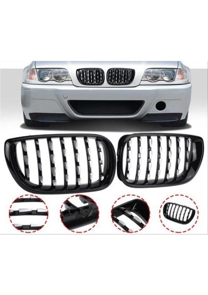 Bmw 3 Serısı 2002-2004 E46 Dıamond Panjur (Böbrek) Pıano Black Çerçeve fırsatları