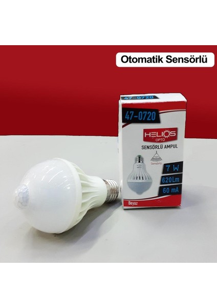 LED Ampul 7 W Beyaz Sensörlü Helios