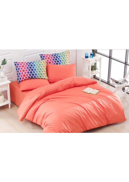 Düz Boya Çift Kişilik Nevresim Takımı Hive * Pamuk Düz Nevresim Seti (4 Yastık Kılıfı)