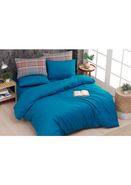 Düz Boya Çift Kişilik Nevresim Takımı Line * Pamuk Düz Nevresim Seti (4 Yastık Kılıfı)