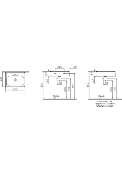 Equal 7241B403-0001 Tezgah Üstü Lavabo, 60CM, Beyaz fiyatları