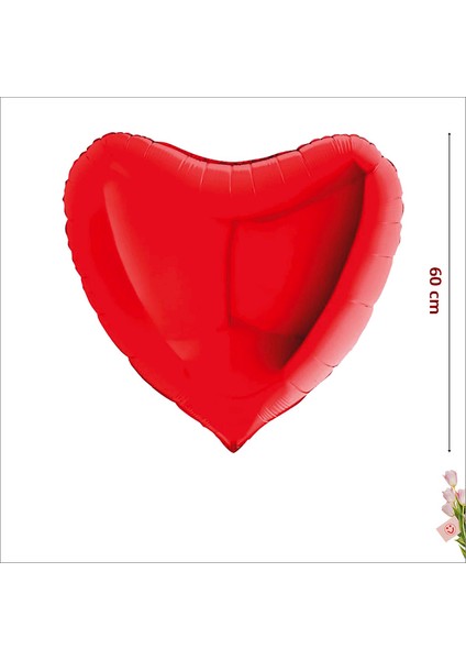 Kalp Folyo Balon, 60cm - Kırmızı
