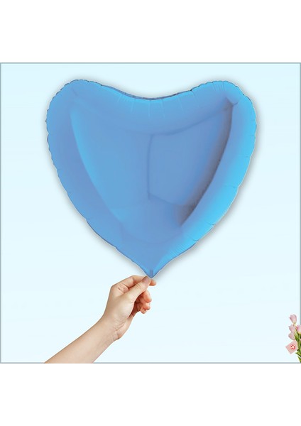 Kalp Folyo Balon, 60cm - Mavi