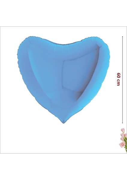 Kalp Folyo Balon, 60cm - Mavi
