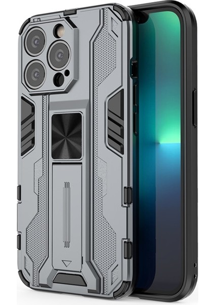 iPhone 13 Pro Max 6.7 Inç Uyumlu Çift Katmanlı Pc + Tpu Telefon Kılıfı - Gri (Yurt Dışından)