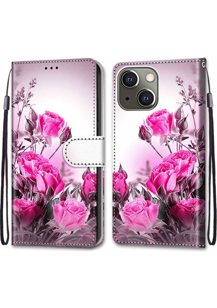 iPhone 13 Mini 5.4 Inç Uyumlu Desen Baskılı Deri Cüzdan Tpu Telefon Kılıfı - Renkli (Yurt Dışından)