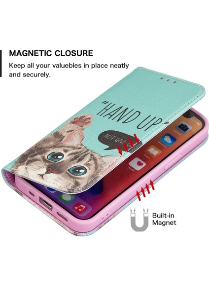 iPhone 13 Mini 5.4 Inç Uyumlu Desen Baskılı Deri Cüzdan Tpu Telefon Kılıfı - Renkli (Yurt Dışından)