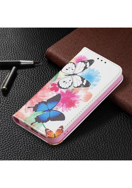 iPhone 13 Mini 5.4 Inç Uyumlu Desen Baskılı Deri Cüzdan Tpu Telefon Kılıfı - Renkli (Yurt Dışından)
